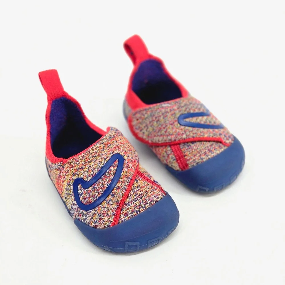 Nike Swoosh 1 TD Flyknit Multicolor Sail Siren Red Baby Shoes 4C Wide Toe Box